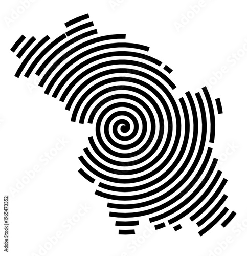 Symbol Map of the city Roding (Bayern, Germany) showing the city with a black spiral line