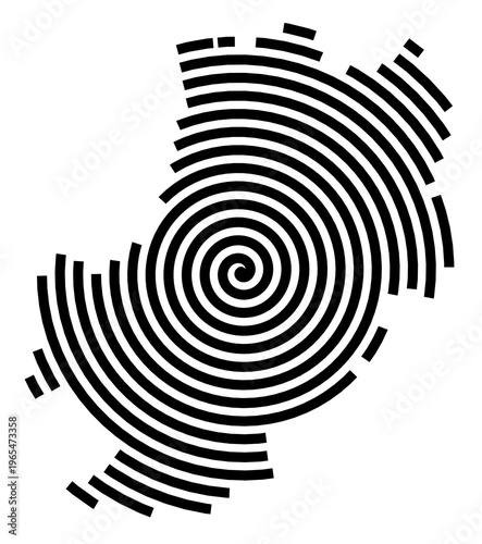 Symbol Map of the city Schongau (Bayern, Germany) showing the city with a black spiral line