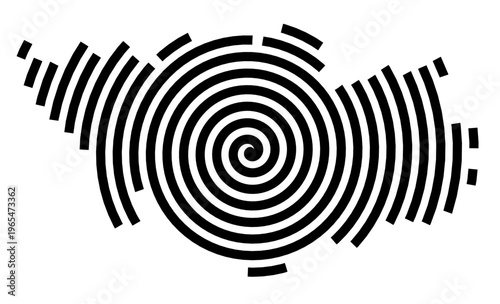 Symbol Map of the city Senden (Bayern, Germany) showing the city with a black spiral line