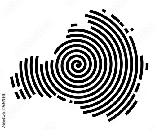 Symbol Map of the city Selb (Bayern, Germany) showing the city with a black spiral line