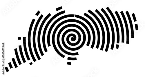 Symbol Map of the city Starnberg (Bayern, Germany) showing the city with a black spiral line