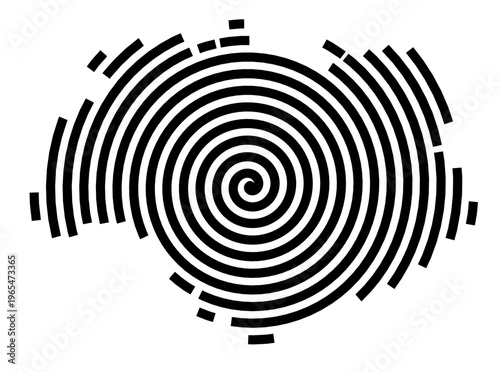 Symbol Map of the city Simbach a.Inn (Bayern, Germany) showing the city with a black spiral line