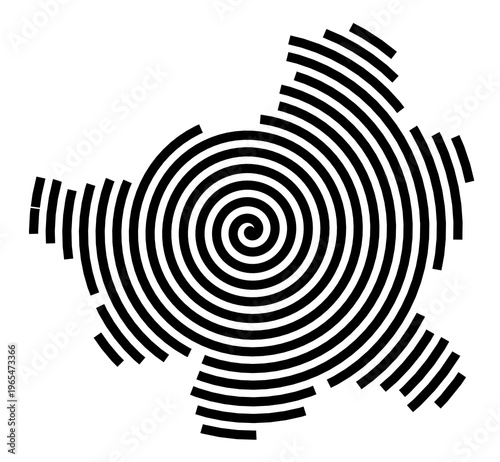 Symbol Map of the city Stadtbergen (Bayern, Germany) showing the city with a black spiral line