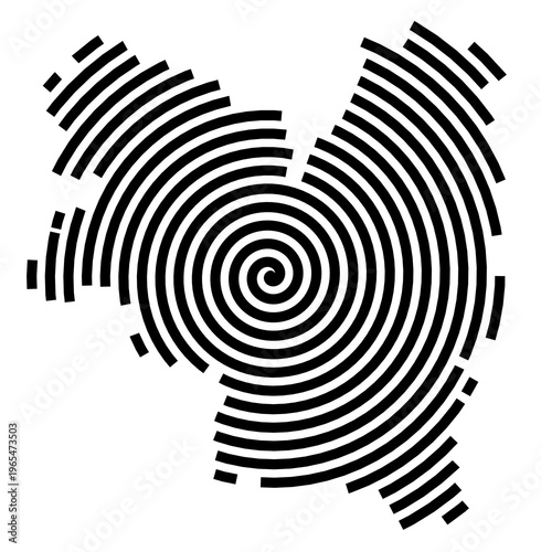 Symbol Map of the city Trostberg (Bayern, Germany) showing the city with a black spiral line