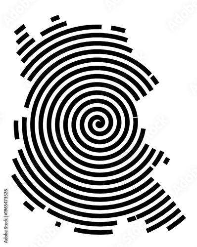 Symbol Map of the city Waldkirchen (Bayern, Germany) showing the city with a black spiral line