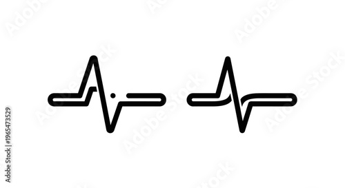 Heartbeat line icons: pulse rhythm and ekg waveform symbols for medical and technology concepts