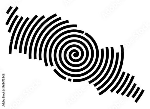 Symbol Map of the city Weilheim i.OB (Bayern, Germany) showing the city with a black spiral line