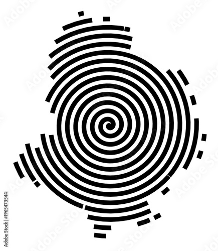 Symbol Map of the city Wolnzach (Bayern, Germany) showing the city with a black spiral line