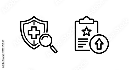 Medical and priority icons: shield cross for triage, clipboard star for assessment and importance, first aid