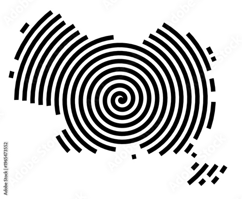 Symbol Map of the city Weißenburg i.Bay. (Bayern, Germany) showing the city with a black spiral line