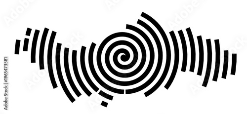 Symbol Map of the city Ottweiler (Saarland, Germany) showing the city with a black spiral line