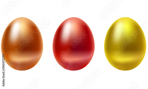 Easter Egg Set of Different Color Vector Template on a Transparent Background