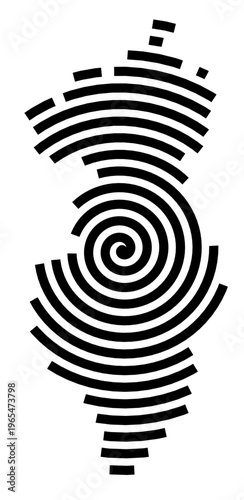 Symbol Map of the city Guben (Brandenburg, Germany) showing the city with a black spiral line