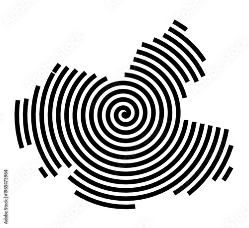 Symbol Map of the city Rangsdorf (Brandenburg, Germany) showing the city with a black spiral line