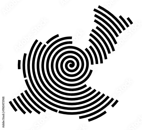 Symbol Map of the city Petershagen_Eggersdorf (Brandenburg, Germany) showing the city with a black spiral line