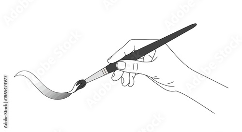 Hand holding a paintbrush with bristles.