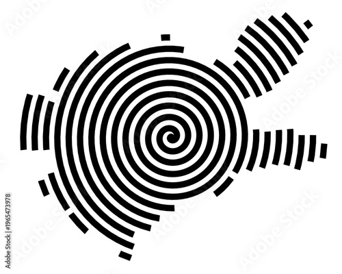 Symbol Map of the city Spremberg (Brandenburg, Germany) showing the city with a black spiral line