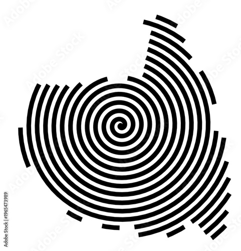 Symbol Map of the city Wildau (Brandenburg, Germany) showing the city with a black spiral line