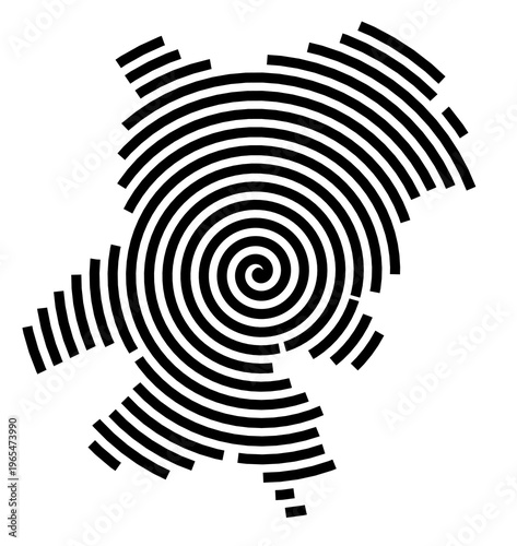 Symbol Map of the city Senftenberg (Brandenburg, Germany) showing the city with a black spiral line