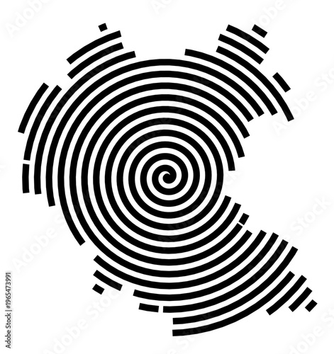 Symbol Map of the city Templin (Brandenburg, Germany) showing the city with a black spiral line