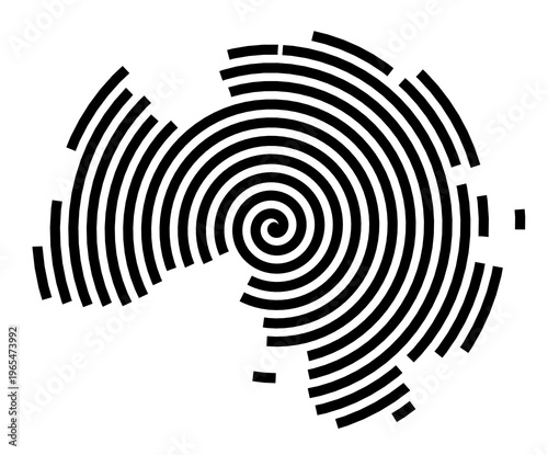 Symbol Map of the city Trebbin (Brandenburg, Germany) showing the city with a black spiral line