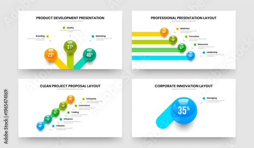 Simple Portfolio 3 4 5 1 Option Chart Slideshow Layout Collection. Clean Review Three Four Five One Step Diagram Frame Design Vector Illustration Set.