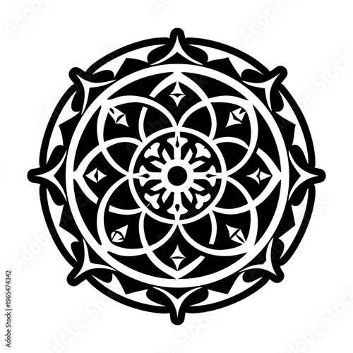 A glyph style icon of mandala