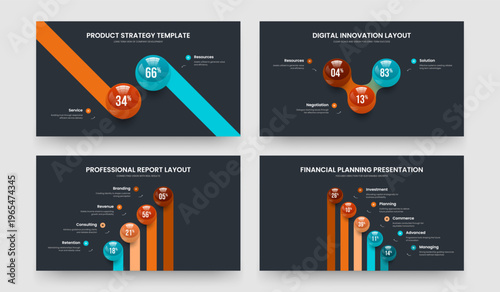 Medical Plan Two Three Four Five Option Infographic Slideshow Layout Vector Illustration Set. Corporate Performance 2 3 4 5 Step Chart Frame Template Collection.