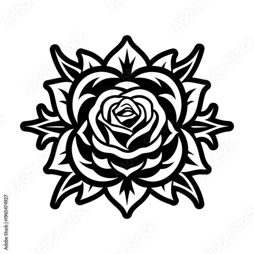 A glyph style icon of rose symbol