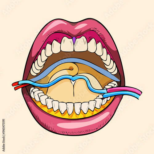 Human tongue anatomy with detailed vascular and nerve networks for medical science education and professional speech therapy clinical training and research