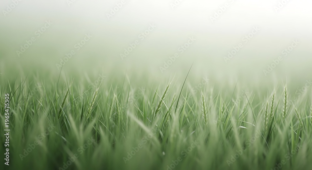 Obraz premium A gentle breeze rustles through a field of soft green grass, creating a peaceful and serene natural landscape