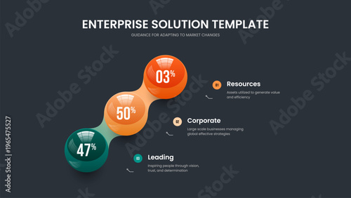 Modern Analysis Slide Design Vector Illustration. Clean Proposal 3 Step Chart Frame Template. Marketing Briefing Three Element Diagram Presentation Layout.