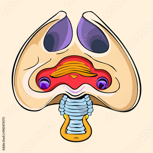 Detailed anatomical illustration of the human brainstem and internal brain structures for neurology education and medical science research and professional study