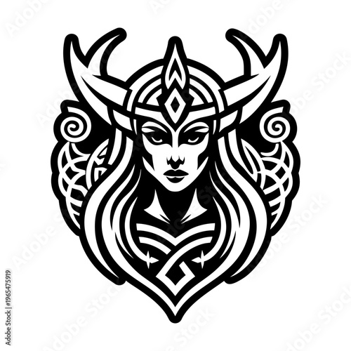 Filled style icon of valkyrie tattoo