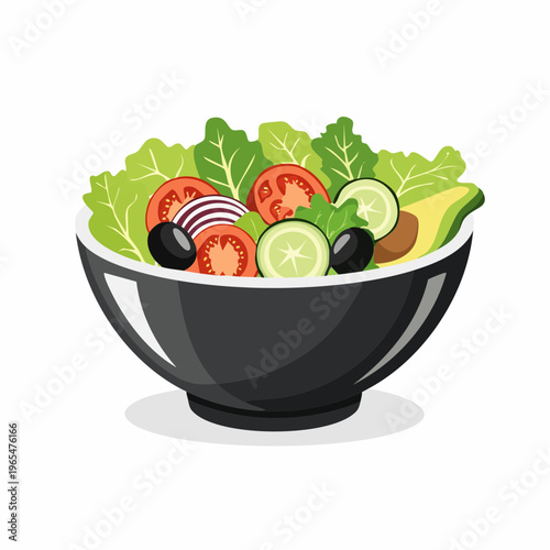 Healthy salad bowl illustration with fresh vegetables for balanced nutrition diet