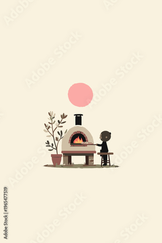 Outdoor Pizza Oven Silhouette at Dusk