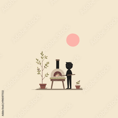 Outdoor Pizza Oven Silhouette at Dusk