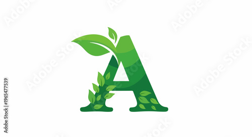 Green letter A with leaf accents