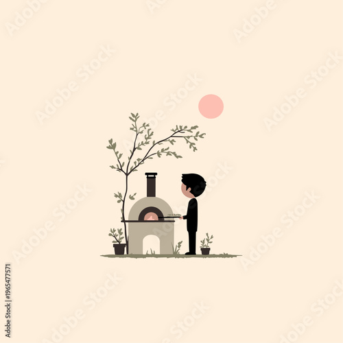 Outdoor Pizza Oven Silhouette at Dusk