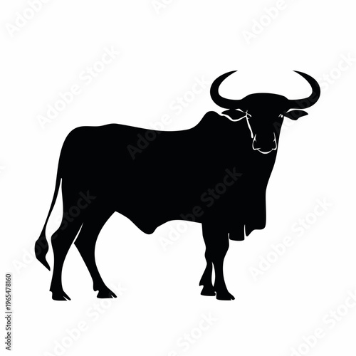 Majestic Black Bull Silhouette: A Powerful Representation of Strength and Nature