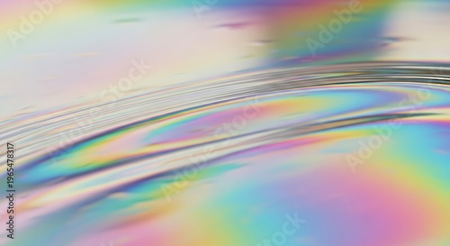 Abstract iridescent colors forming waves and curves, a vibrant and dynamic display of light refraction and texture