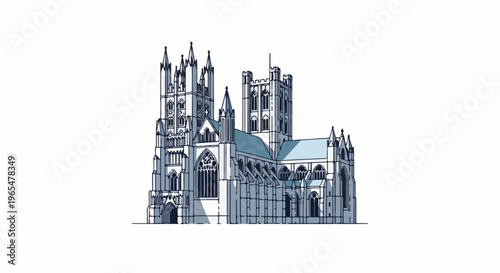 Gothic cathedral with pointed arches, tall spires, and ornate windows