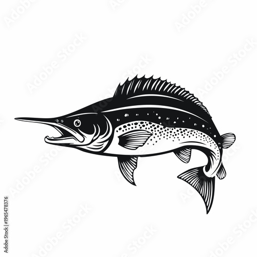 Majestic marlin vector illustration, a symbol of power, grace, and ocean life excellence