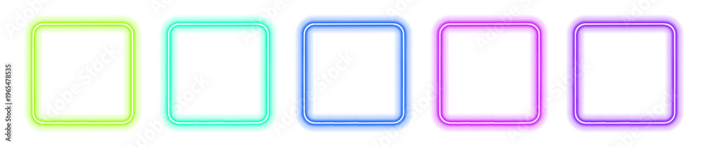 Fototapeta premium Neon square frame with glowing corners and smooth gradient vector