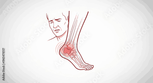 Illustration of a person grimacing in pain from ankle injury