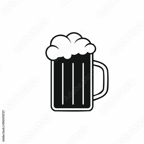 Minimalist beer glass illustration against a white background showcasing refreshment and enjoyment