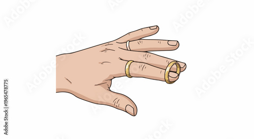 Hand with three gold rings on fingers