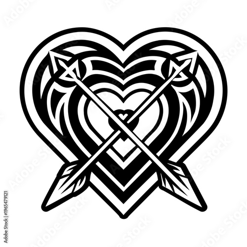 Heart tattoo icon in filled style