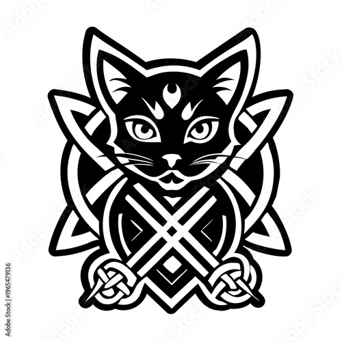 A filled style icon of black cat symbol