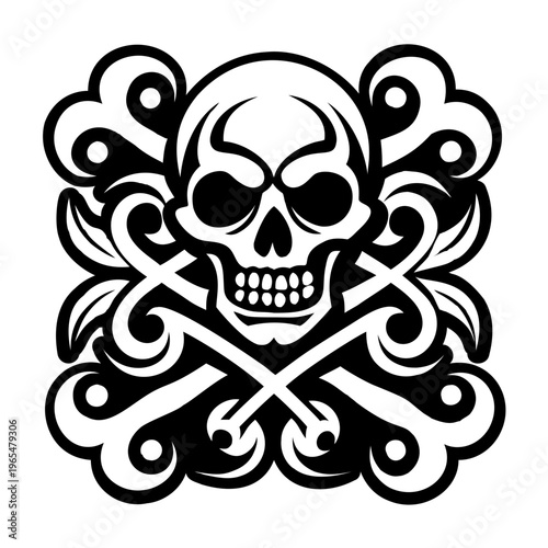 A solid style icon of skull tattoo
